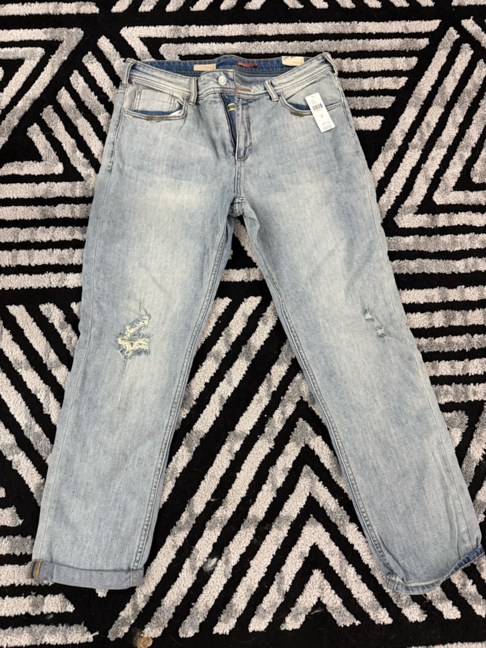 Anthropologie Light Blue Boyfriend Jeans with Distressed Knees